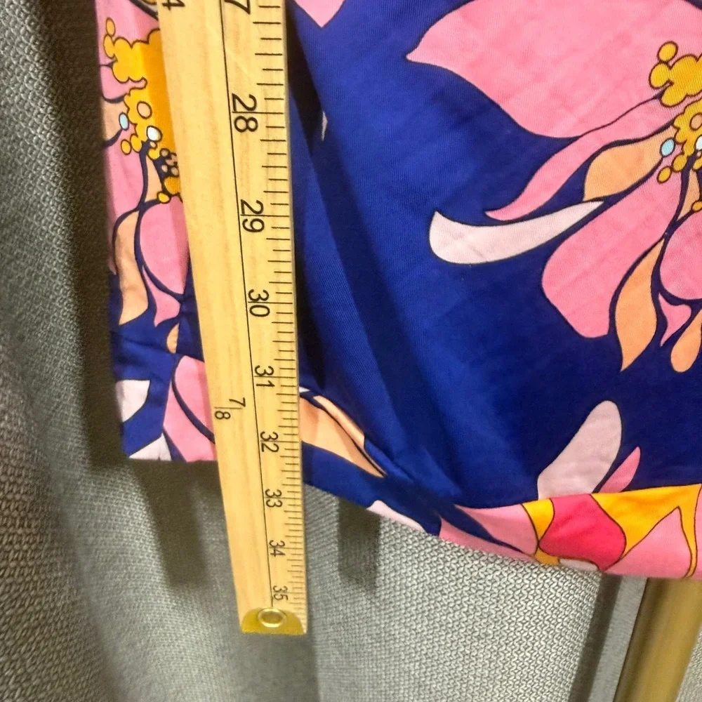 Trina Turk Floral Long Sleeve One Piece Swimsuit & Cover Up Set Blue Pink Large